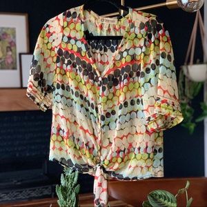 Democracy colorful shirt small tie waist